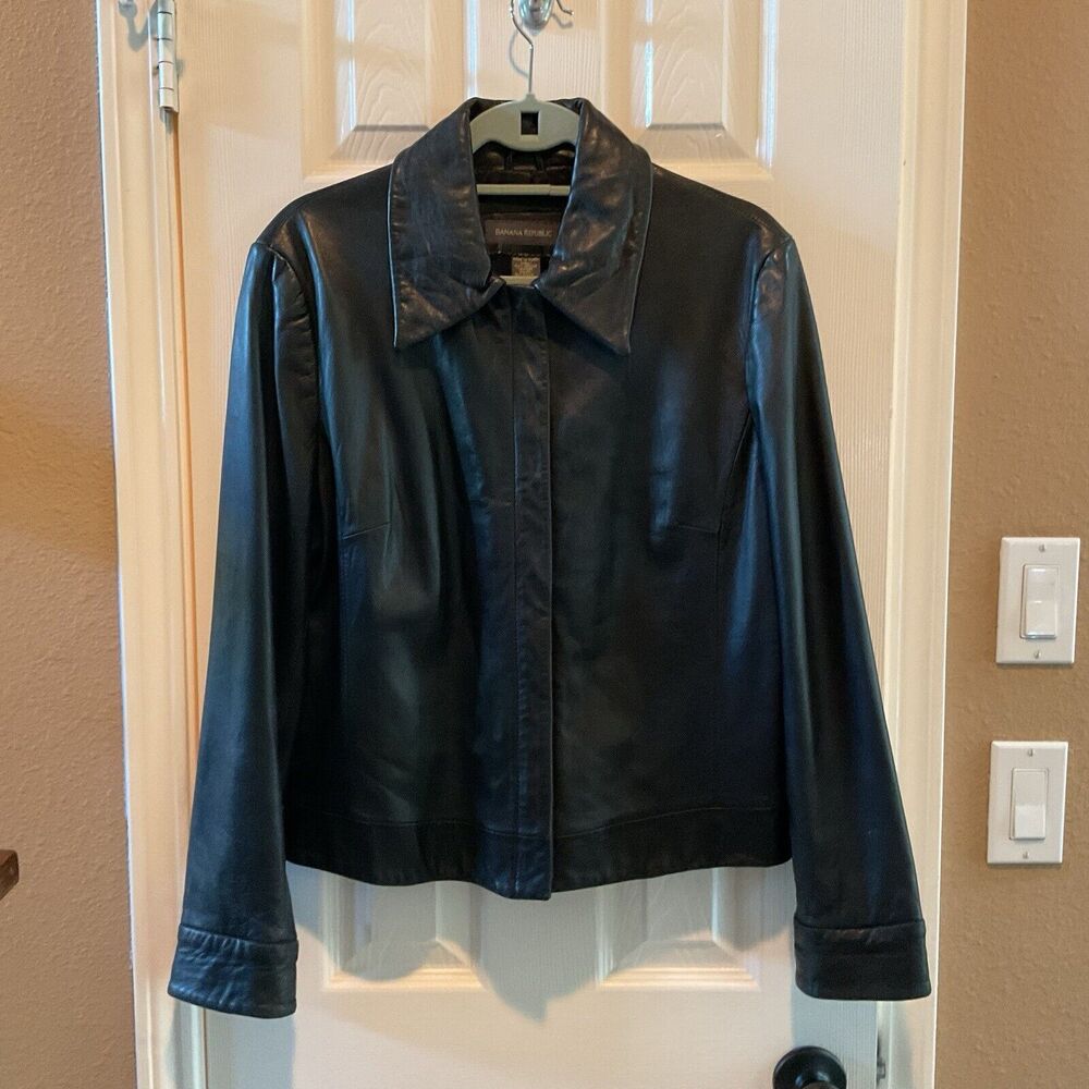 Banana Republic Vintage Women's Butter Black Leather Jacket Pre-Owned